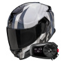 Casque Integral Scorpion Exo GT SP Air Touradven White Pearl Silver + Kit Bluetooth 5S Solo