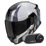 Casque Integral Scorpion Exo GT SP Air Touradven White Pearl Silver + Kit Bluetooth Lokui K30