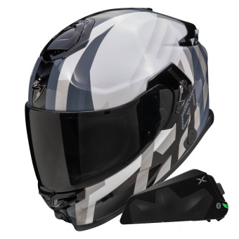 Casque Integral Scorpion Exo GT SP Air Touradven White Silver + Kit bluetooth Exo-Com Link-1C Casque Integral Scorpion Exo GT SP Air Touradven White Silver + Kit bluetooth Exo-Com Link-1C