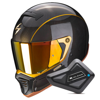 Casque Integral Scorpion EXO-HX1 Carbon SE Black Gold + Kit Bluetooth BT Mini