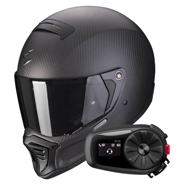 Casque Integral Scorpion EXO-HX1 Carbon SE Matt Black + Kit bluetooth 5S