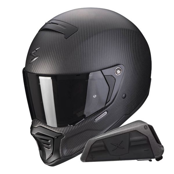 Casque Integral Scorpion EXO-HX1 Carbon SE Matt Black + Kit bluetooth Exo-Com Link-1