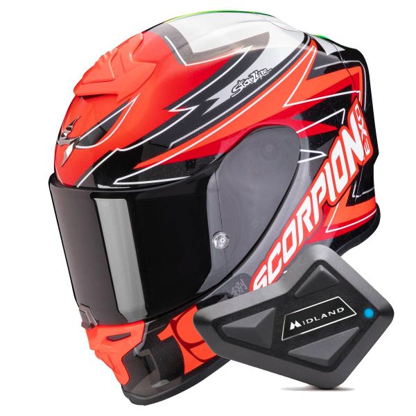 Casque Integral Scorpion Exo R1 Evo Air Alvaro Bautista Replica Red + Kit Bluetooth BT Mini