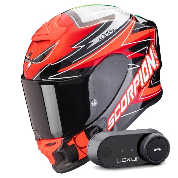 Casque Integral Scorpion Exo R1 Evo Air Alvaro Bautista Replica Red + Kit Bluetooth Lokui K30
