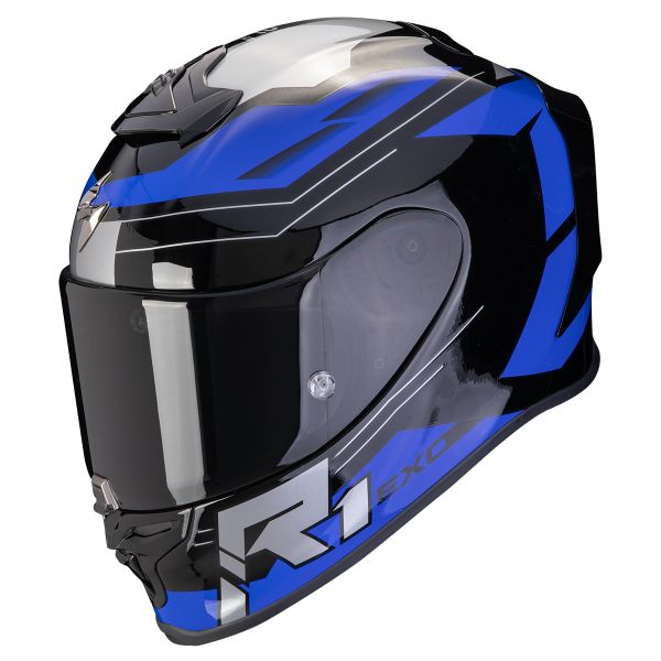 Casque Integral Scorpion Exo R1 Evo Air Blaze Black Blue Casque Integral Scorpion Exo R1 Evo Air Blaze Black Blue