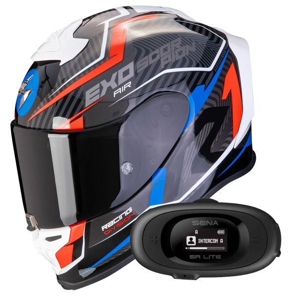 Casque Integral Scorpion Exo R1 Evo Air Coup Black Red Blue + Kit bluetooth 5R Lite Solo