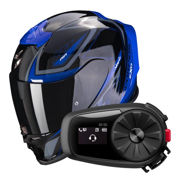 Pack Casque + Kit bluetooth et Scorpion Exo R1 Evo Air Gaz