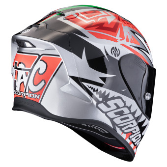 Scorpion Exo R1 Evo Air Zaccone Silver Black Red + Kit Bluetooth 5S Solo