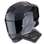 Casque Integral Scorpion Exo R1 Evo Carbon Air Cynergy Black Red + Kit Bluetooth BT Mini