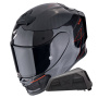 Casque Integral Scorpion Exo R1 Evo Carbon Air Cynergy Black Red + Kit bluetooth Exo-Com Link-1