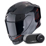 Casque Integral Scorpion Exo R1 Evo Carbon Air Cynergy Black Red + Kit Bluetooth Lokui K30