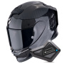 Casque Integral Scorpion Exo R1 Evo Carbon Air Cynergy Black White + Kit Bluetooth BT Mini