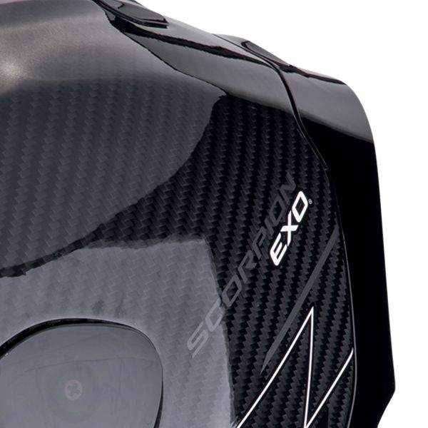 Scorpion Exo R1 Evo Carbon Air Cynergy Black White + Kit bluetooth Exo-Com Link-1