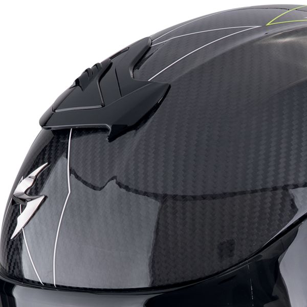 Scorpion Exo R1 Evo Carbon Air Cynergy Yellow Fluo + Kit bluetooth Exo-Com Link-1