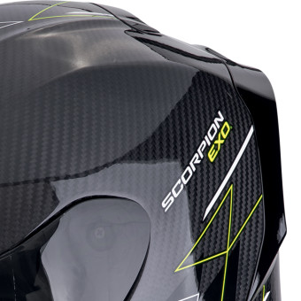 Scorpion Exo R1 Evo Carbon Air Cynergy Yellow Fluo + Kit bluetooth Exo-Com Link-1