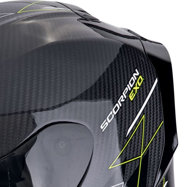 Scorpion Exo R1 Evo Carbon Air Cynergy Yellow Fluo + Kit bluetooth Exo-Com Link-1