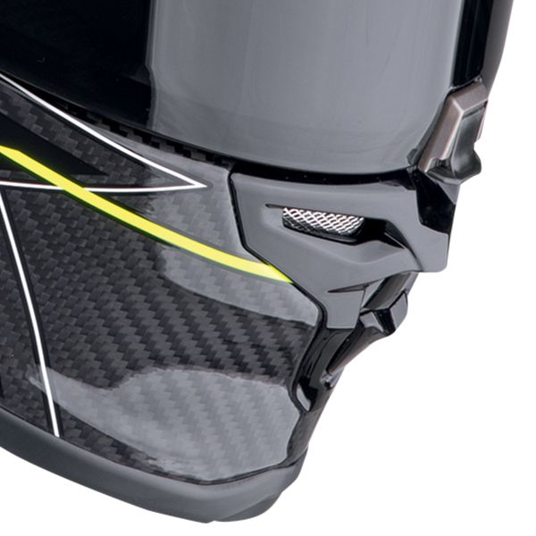 Scorpion Exo R1 Evo Carbon Air Cynergy Yellow Fluo + Kit bluetooth Exo-Com Link-1