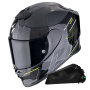 Casque Integral Scorpion Exo R1 Evo Carbon Air Cynergy Yellow + Kit bluetooth Exo-Com Link-1C