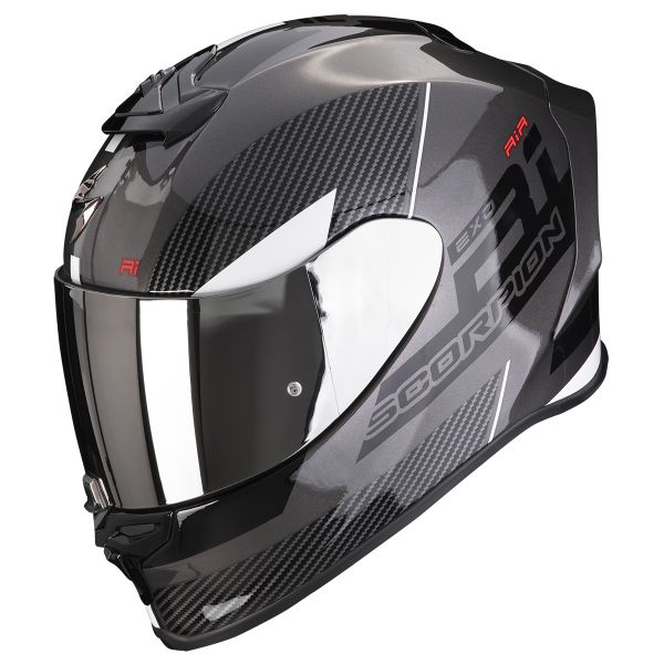 Casque Integral Scorpion Exo R1 Evo Air Final Dark Silver Black White + Kit Bluetooth BT Mini