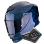 Casque Integral Scorpion Exo R1 Evo Carbon Air Onyx Blue + Kit Bluetooth BT Mini