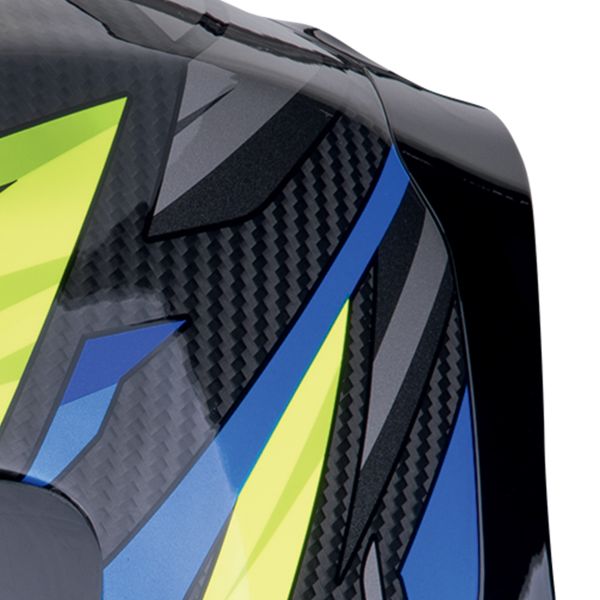 Scorpion Exo R1 Evo Carbon Air Runner Blue Yellow + Kit bluetooth Exo-Com Link-1