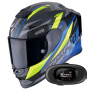 Casque Integral Scorpion Exo R1 Evo Carbon Air Runner Black Blue Yellow + Kit bluetooth 5R Lite
