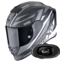 Casque Integral Scorpion Exo R1 Evo Carbon Air Runner Matt Black White + Kit bluetooth 5R Lite