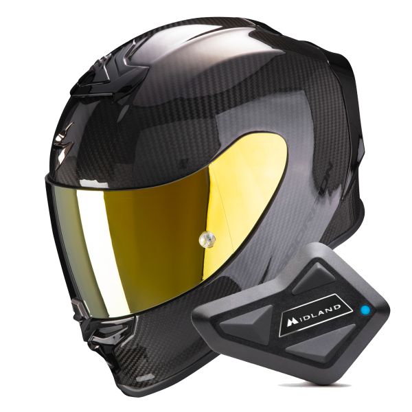 Casque Integral Scorpion Exo R1 Evo Carbon Air Solid Black + Kit Bluetooth BT Mini Casque Integral Scorpion Exo R1 Evo Carbon Air Solid Black + Kit Bluetooth BT Mini