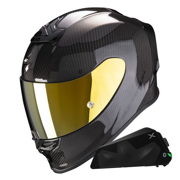 Casque Integral Scorpion Exo R1 Evo Carbon Air Solid Black + Kit bluetooth Exo-Com Link-1C Casque Integral Scorpion Exo R1 Evo Carbon Air Solid Black + Kit bluetooth Exo-Com Link-1C