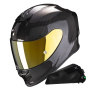 Casque Integral Scorpion Exo R1 Evo Carbon Air Solid Black + Kit bluetooth Exo-Com Link-1C
