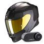 Casque Integral Scorpion Exo R1 Evo Carbon Air Solid Black + Kit Bluetooth Lokui K30