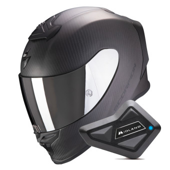 Casque Integral Scorpion Exo R1 Evo Carbon Air Solid Matt Black + Kit Bluetooth BT Mini Casque Integral Scorpion Exo R1 Evo Carbon Air Solid Matt Black + Kit Bluetooth BT Mini