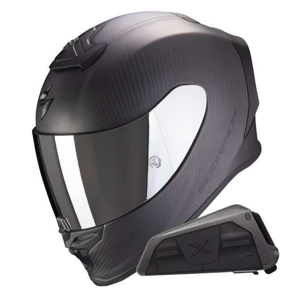 Casque Integral Scorpion Exo R1 Evo Carbon Air Solid Matt Black + Kit bluetooth Exo-Com Link-1 Casque Integral Scorpion Exo R1 Evo Carbon Air Solid Matt Black + Kit bluetooth Exo-Com Link-1