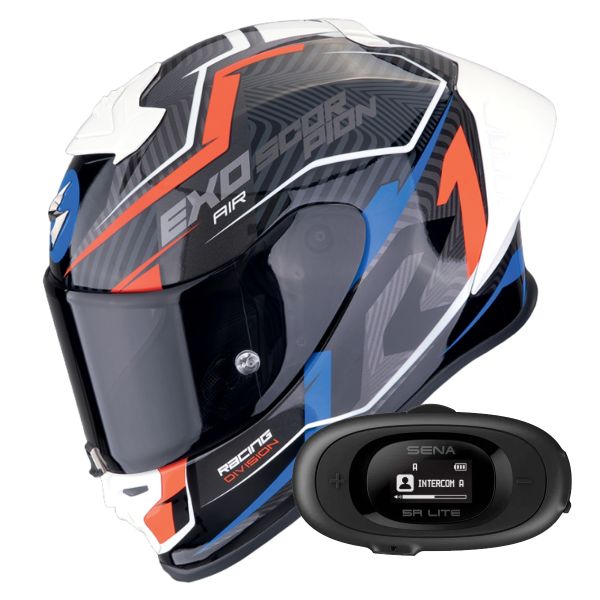 Casque Integral Scorpion Exo R1 Evo II Air Coup Black Red Blue + Kit bluetooth 5R Lite