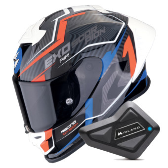 Casque Integral Scorpion Exo R1 Evo II Air Coup Black Red Blue + Kit Bluetooth BT Mini