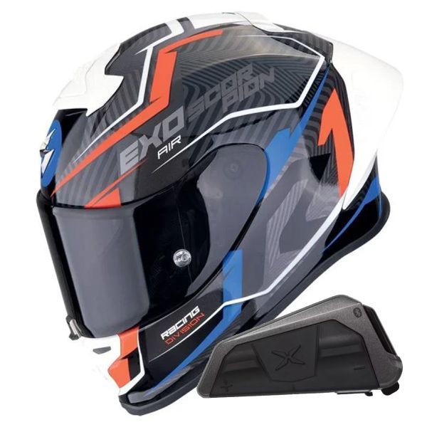 Casque Integral Scorpion Exo R1 Evo II Air Coup Black Red Blue + Kit bluetooth Exo-Com Link-1