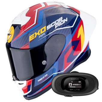 Casque Integral Scorpion Exo R1 Evo II Air Coup Black Red Yellow + Kit bluetooth 5R Lite
