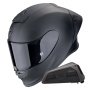 Casque Integral Scorpion Exo R1 Evo II Air Matt Black + Kit bluetooth Exo-Com Link-1