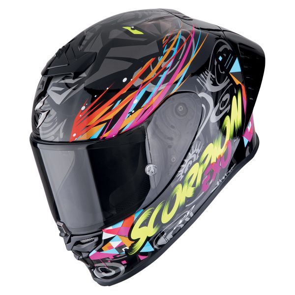 Casque Integral Scorpion Exo R1 Evo II Air Savage Black Blue Pink Casque Integral Scorpion Exo R1 Evo II Air Savage Black Blue Pink