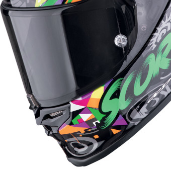 Scorpion Exo R1 Evo II Air Savage Green Orange + Kit bluetooth Exo-Com Link-1