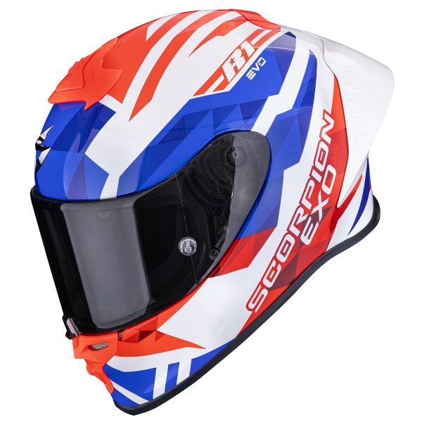 Casque Integral Scorpion EXO R1 Evo II Air Valere White Red Blue Casque Integral Scorpion EXO R1 Evo II Air Valere White Red Blue