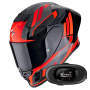 Casque Integral Scorpion Exo R1 Evo II Air Vital Black Silver Red + Kit bluetooth 5R Lite Solo