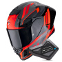 Casque Integral Scorpion Exo R1 Evo II Air Vital Black Silver Red + Kit Bluetooth BT Mini