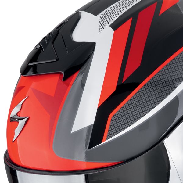 Scorpion Exo R1 Evo II Air Vital Grey White Red + Kit bluetooth Exo-Com Link-1