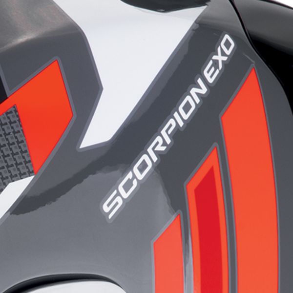 Scorpion Exo R1 Evo II Air Vital Grey White Red + Kit bluetooth Exo-Com Link-1