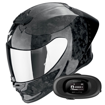 Casque Integral Scorpion Exo R1 Evo II Carbon Air Onyx Black + Kit bluetooth 5R Lite Solo