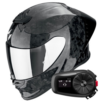 Casque Integral Scorpion Exo R1 Evo II Carbon Air Onyx Black + Kit Bluetooth 5S Solo
