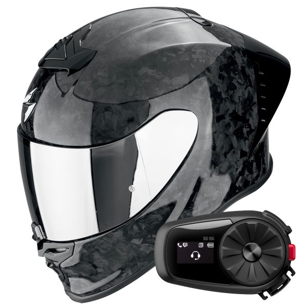 Casque Integral Scorpion Exo R1 Evo II Carbon Air Onyx Black + Kit Bluetooth 5S Solo Casque Integral Scorpion Exo R1 Evo II Carbon Air Onyx Black + Kit Bluetooth 5S Solo