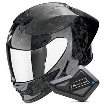 Casque Integral Scorpion Exo R1 Evo II Carbon Air Onyx Black + Kit Bluetooth BT Mini