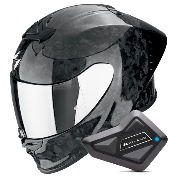 Casque Integral Scorpion Exo R1 Evo II Carbon Air Onyx Black + Kit Bluetooth BT Mini Casque Integral Scorpion Exo R1 Evo II Carbon Air Onyx Black + Kit Bluetooth BT Mini